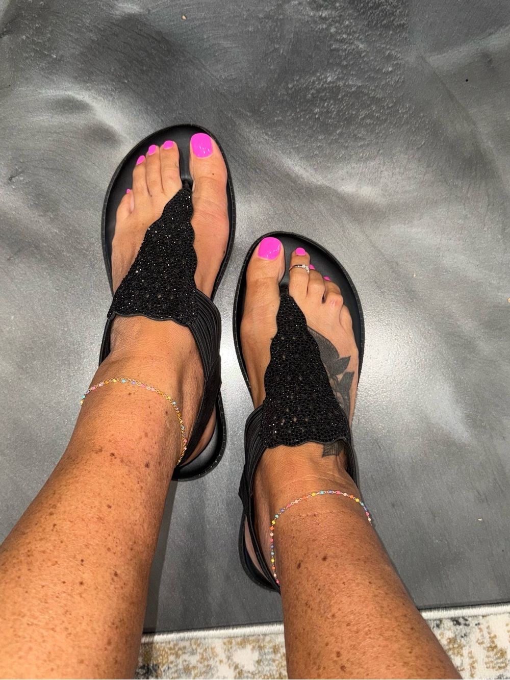 torrid Black Glitter T-Strap Sandals
